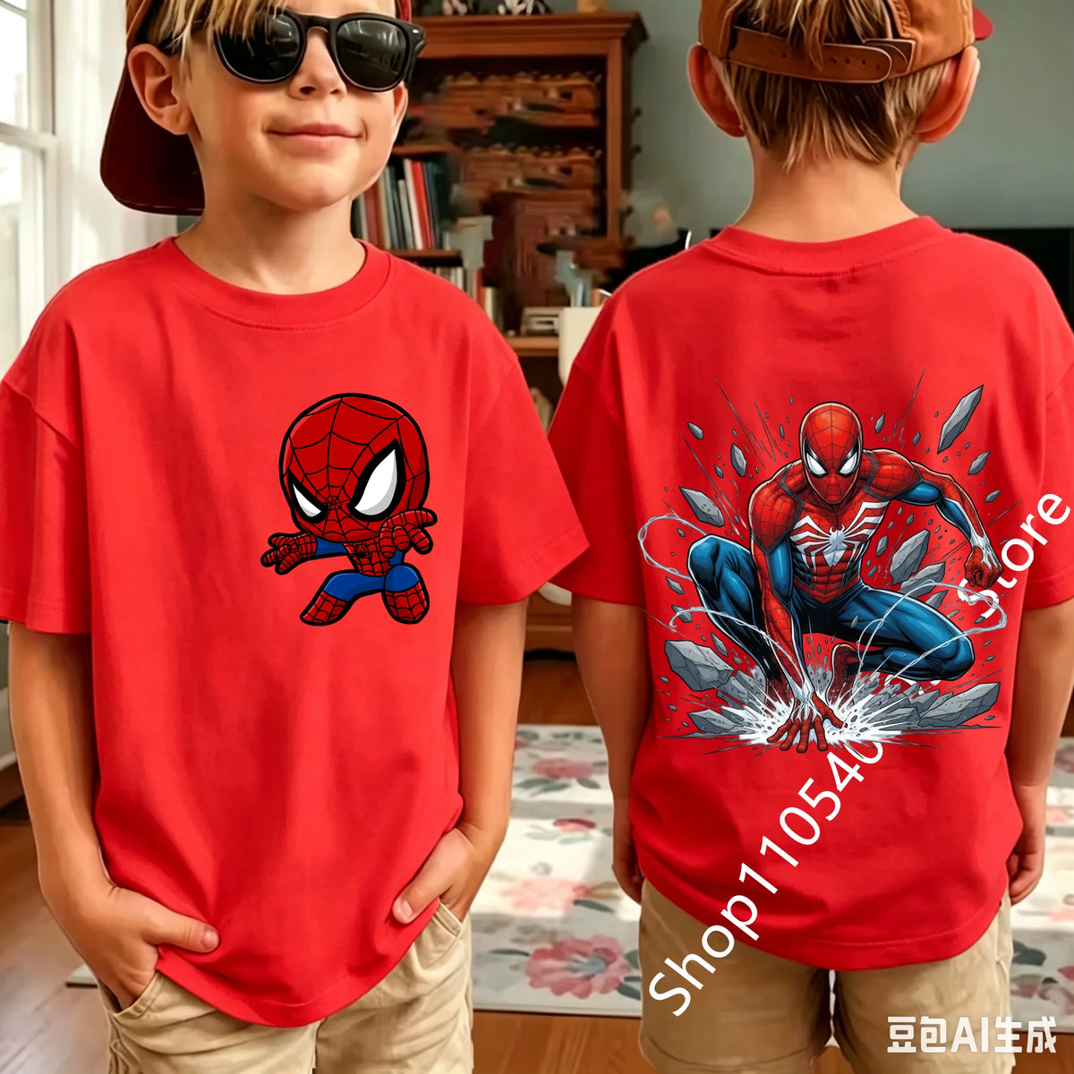 2026 Summer Spider Children's T Shirt Breathable Fabric Classic Character Patterns in A Cute Style Suitable Daily Playwear