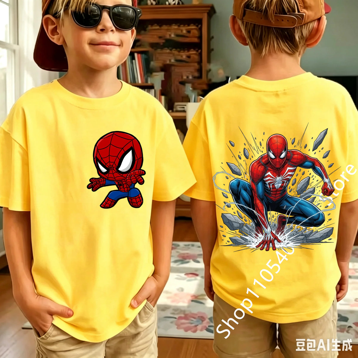 2026 Summer Spider Children's T Shirt Breathable Fabric Classic Character Patterns in A Cute Style Suitable Daily Playwear