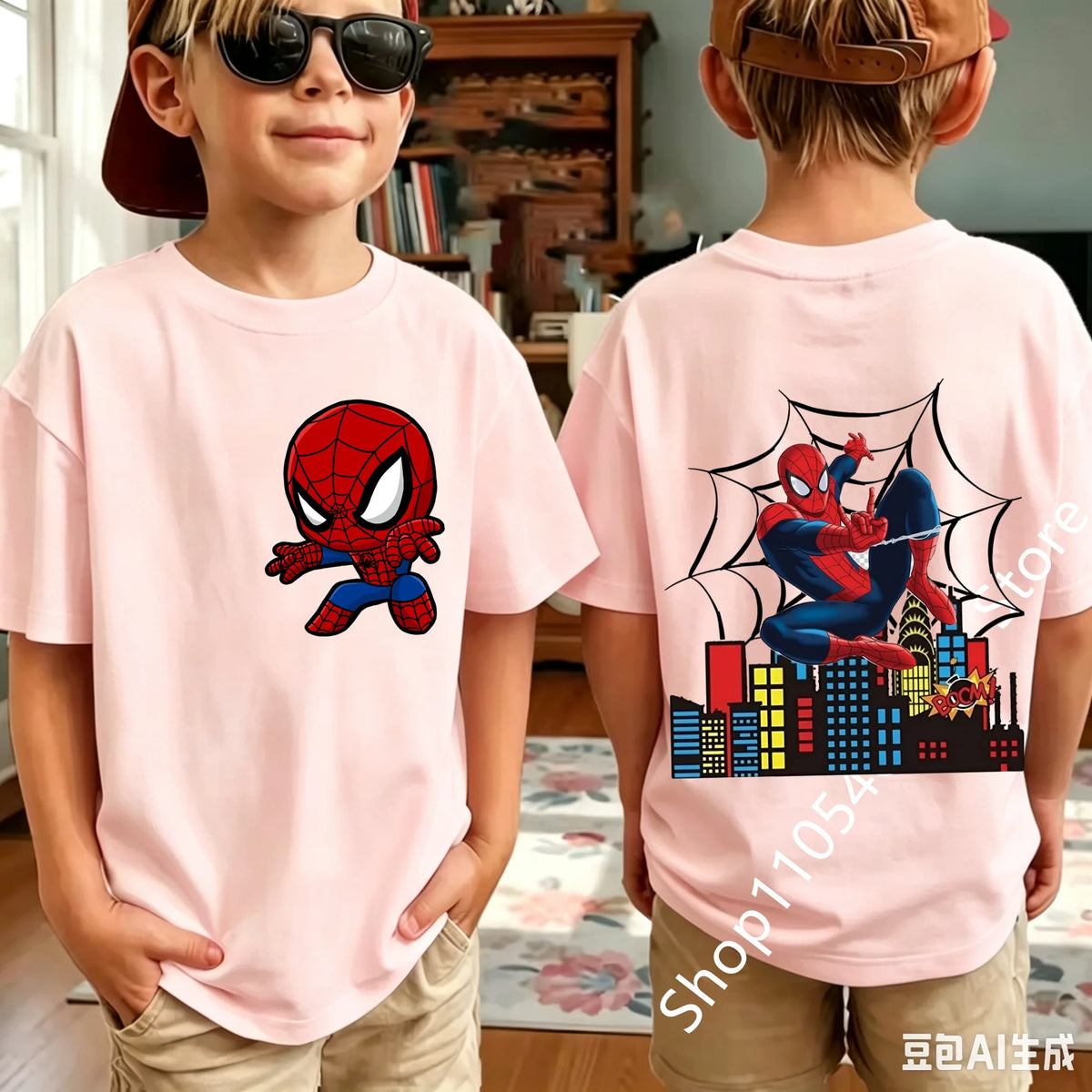 2026 Summer Spider Children's T Shirt Breathable Fabric Classic Character Patterns in A Cute Style Suitable Daily Playwear
