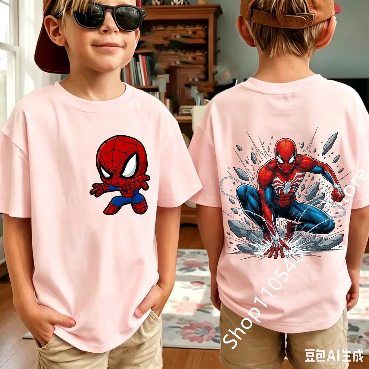 2026 Summer Spider Children's T Shirt Breathable Fabric Classic Character Patterns in A Cute Style Suitable Daily Playwear