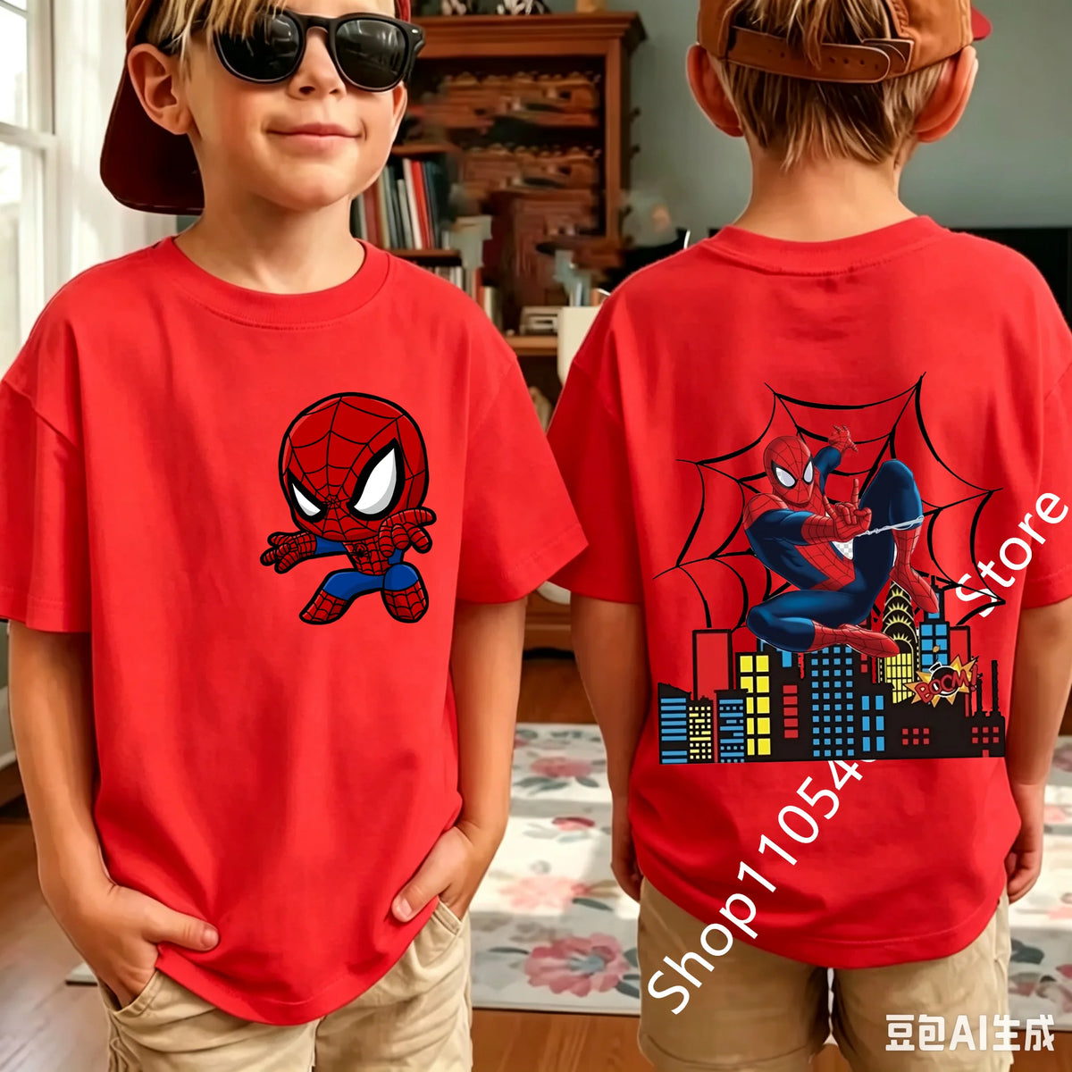 2026 Summer Spider Children's T Shirt Breathable Fabric Classic Character Patterns in A Cute Style Suitable Daily Playwear