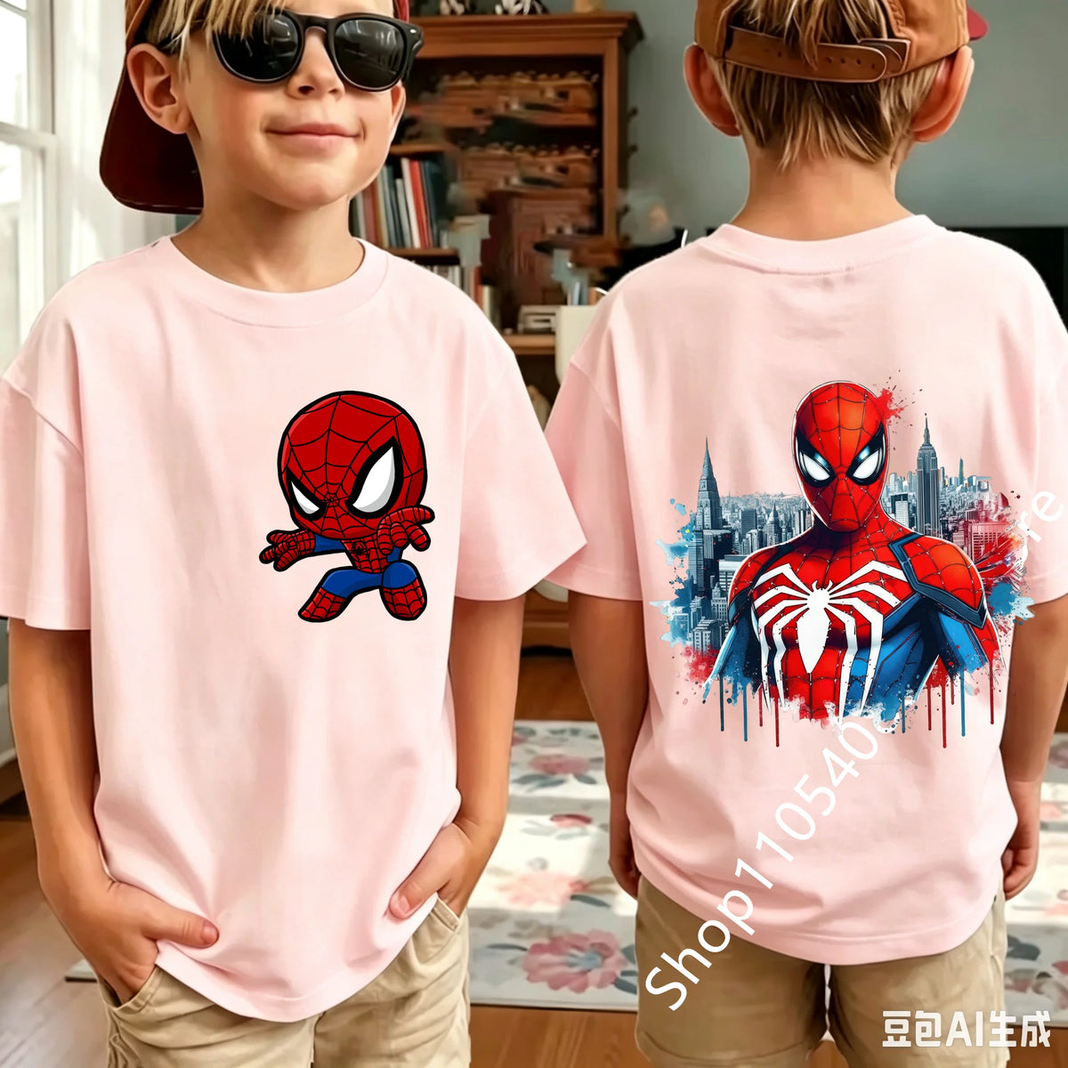 2026 Summer Spider Children's T Shirt Breathable Fabric Classic Character Patterns in A Cute Style Suitable Daily Playwear