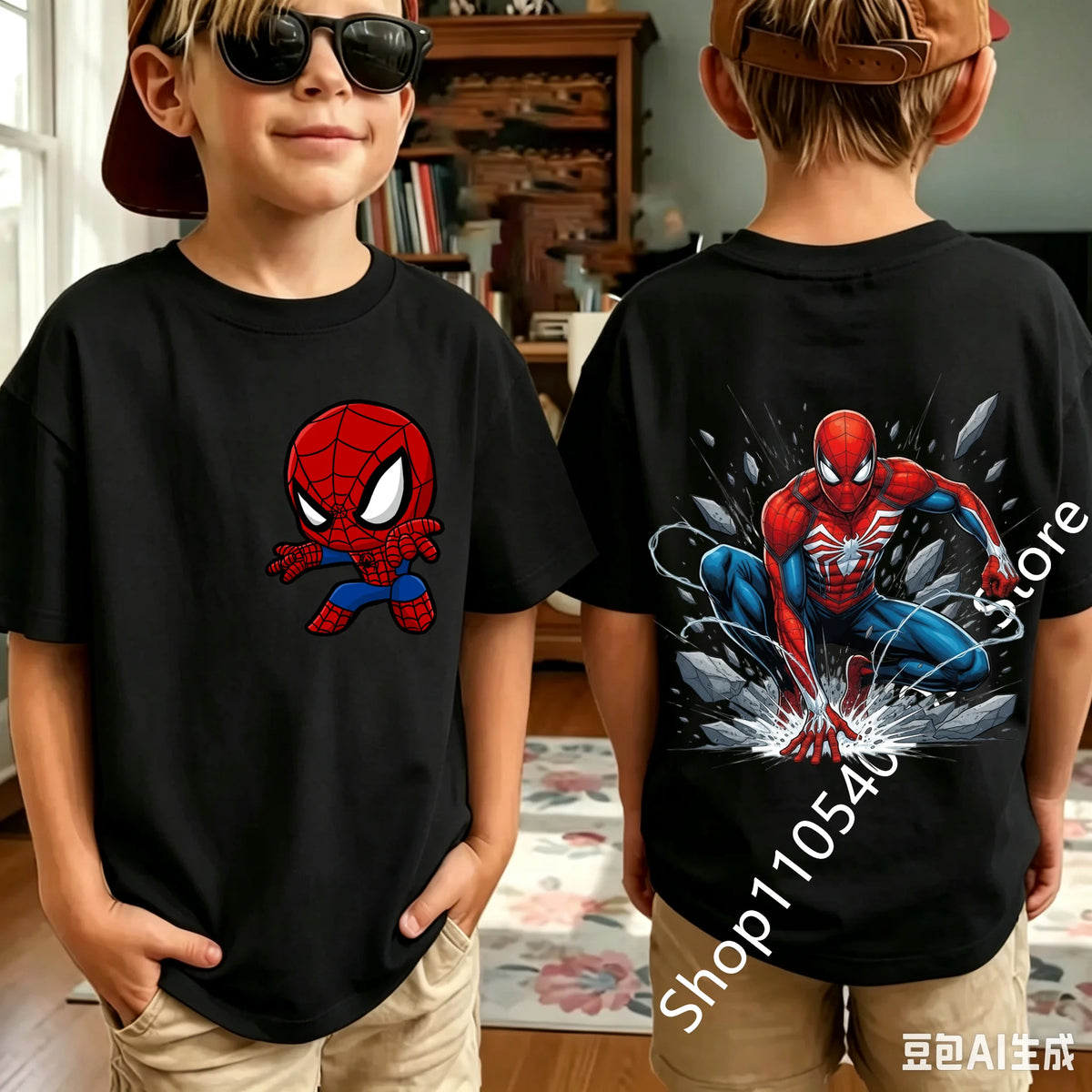 2026 Summer Spider Children's T Shirt Breathable Fabric Classic Character Patterns in A Cute Style Suitable Daily Playwear
