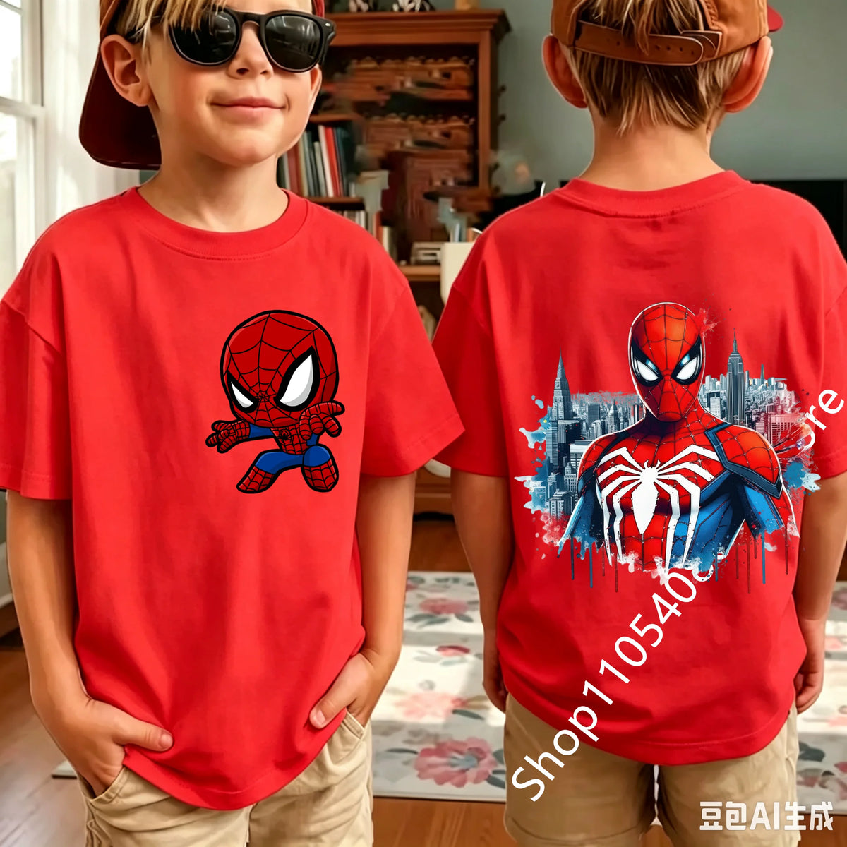 2026 Summer Spider Children's T Shirt Breathable Fabric Classic Character Patterns in A Cute Style Suitable Daily Playwear