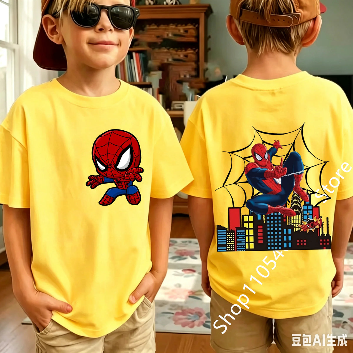 2026 Summer Spider Children's T Shirt Breathable Fabric Classic Character Patterns in A Cute Style Suitable Daily Playwear